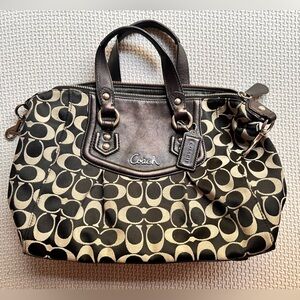Coach Black and Tan Signature Satchel